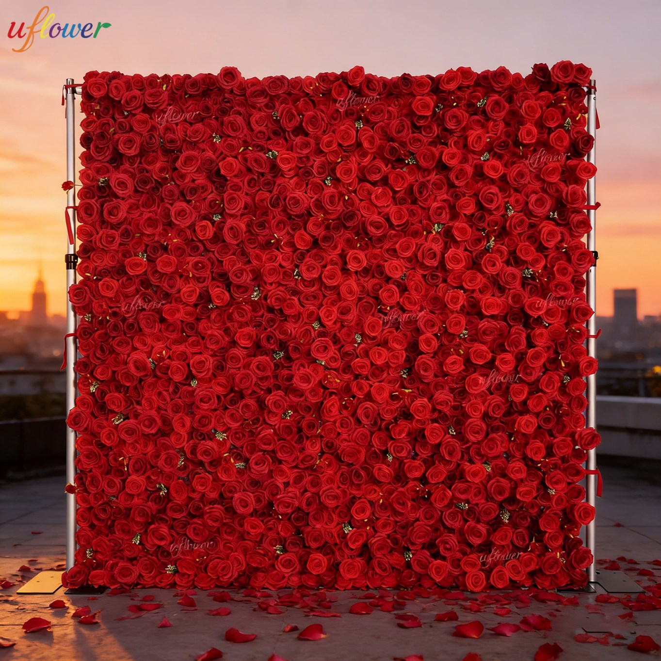 Flower Wall Panel - Ściana kwiatowa z sztucznych róż Uflower,