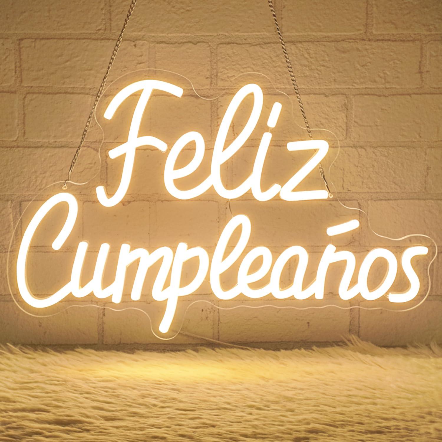 Neon Sign Party - Neonowy znak „Feliz Cumpleanos” z regulowanym