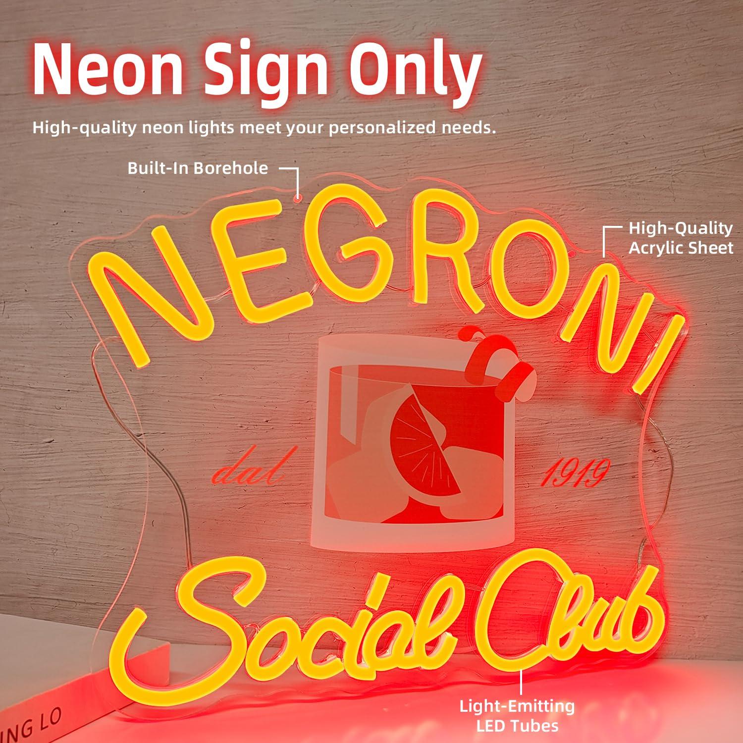 Neonowy znak „Negroni Social C – Neon Sign Party recenzja i cena